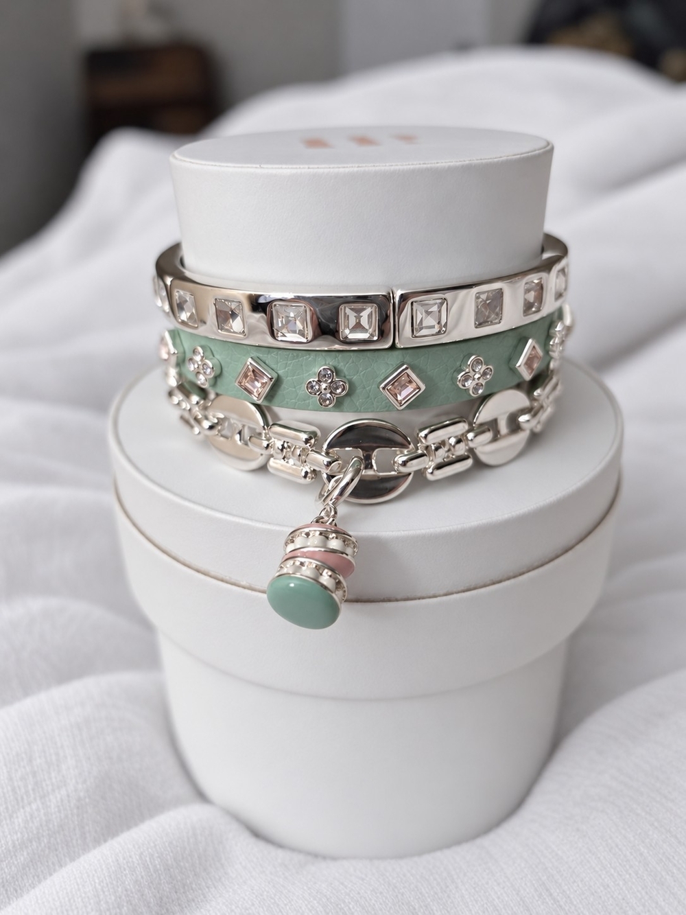 Bomb Party Summer 2026 Macaron Mademoiselle Silver & Mint Bracelet Stack